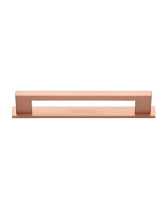 Heritage Brass Satin Rose Gold Metro Cabinet Pull Handle with Plate 160mm