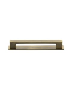 Heritage Brass Antique Brass Metro Cabinet Pull Handle with Plate 96mm