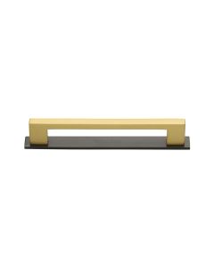 Heritage Brass Matt Bronze/Satin Brass Metro Cabinet Pull Handle with Plate 96mm
