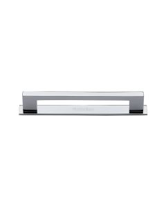 Heritage Brass Polished Chrome Metro Cabinet Pull Handle with Plate 96mm