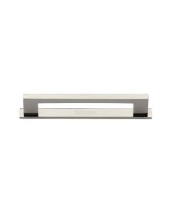 Heritage Brass Polished Nickel Finish Metro Cabinet Pull Handle with Plate 96mm