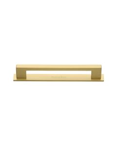 Heritage Brass Satin Brass Metro Cabinet Pull Handle with Plate 96mm