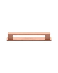 Heritage Brass Satin Rose Gold Metro Cabinet Pull Handle with Plate 96mm
