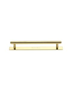 Heritage Brass Polished Brass Step Cabinet Pull Handle with Plate 128mm