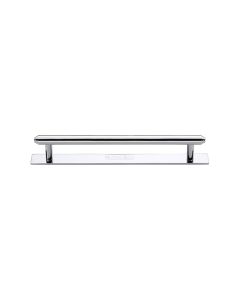 Heritage Brass Polished Chrome Step Cabinet Pull Handle with Plate 128mm