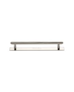 Heritage Brass Polished Nickel Finish Step Cabinet Pull Handle with Plate 128mm