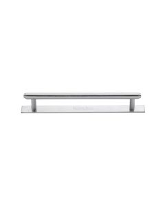 Heritage Brass Satin Chrome Step Cabinet Pull Handle with Plate 128mm