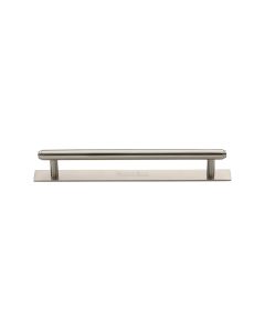 Heritage Brass Satin Nickel Step Cabinet Pull Handle with Plate 128mm