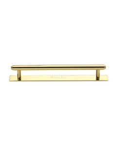 Heritage Brass Polished Brass Step Cabinet Pull Handle with Plate 160mm