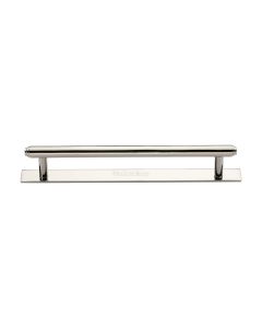 Heritage Brass Polished Nickel Finish Step Cabinet Pull Handle with Plate 160mm