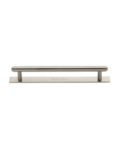 Heritage Brass Satin Nickel Step Cabinet Pull Handle with Plate 160mm