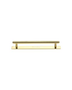 Heritage Brass Polished Brass Step Cabinet Pull Handle with Plate 96mm