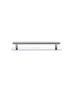 Heritage Brass Polished Chrome Step Cabinet Pull Handle with Plate 96mm