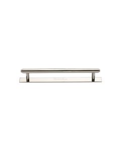 Heritage Brass Polished Nickel Finish Step Cabinet Pull Handle with Plate 96mm