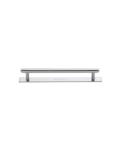 Heritage Brass Satin Chrome Step Cabinet Pull Handle with Plate 96mm