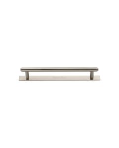 Heritage Brass Satin Nickel Step Cabinet Pull Handle with Plate 96mm
