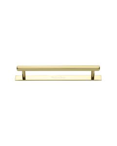 Heritage Brass Polished Brass Hexagonal Cabinet Pull Handle with Plate 128mm
