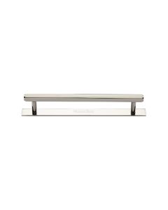 Heritage Brass Polished Nickel Finish Hexagonal Cabinet Pull Handle with Plate 128mm