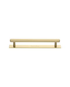 Heritage Brass Satin Brass Hexagonal Cabinet Pull Handle with Plate 128mm