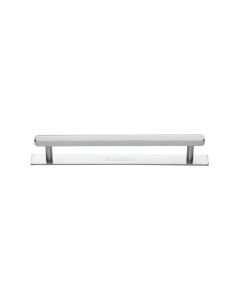 Heritage Brass Satin Chrome Hexagonal Cabinet Pull Handle with Plate 128mm