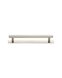 Heritage Brass Satin Nickel Hexagonal Cabinet Pull Handle with Plate 128mm