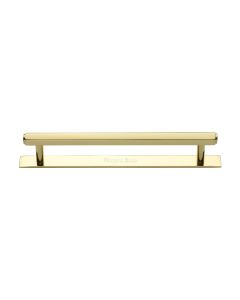 Heritage Brass Polished Brass Hexagonal Cabinet Pull Handle with Plate 160mm