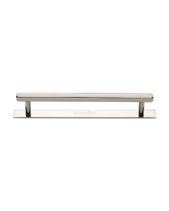 Heritage Brass Polished Nickel Finish Hexagonal Cabinet Pull Handle with Plate 160mm