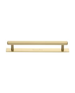 Heritage Brass Satin Brass Hexagonal Cabinet Pull Handle with Plate 160mm