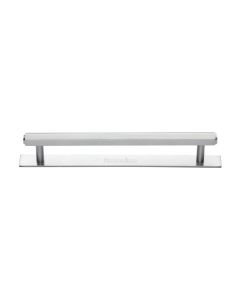 Heritage Brass Satin Chrome Hexagonal Cabinet Pull Handle with Plate 160mm