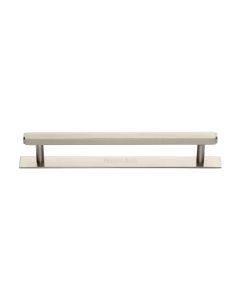 Heritage Brass Satin Nickel Hexagonal Cabinet Pull Handle with Plate 160mm