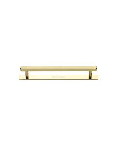 Heritage Brass Polished Brass Hexagonal Cabinet Pull Handle with Plate 96mm