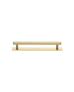 Heritage Brass Satin Brass Hexagonal Cabinet Pull Handle with Plate 96mm