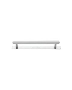 Heritage Brass Satin Chrome Hexagonal Cabinet Pull Handle with Plate 96mm