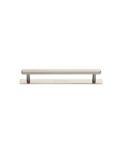 Heritage Brass Satin Nickel Hexagonal Cabinet Pull Handle with Plate 96mm