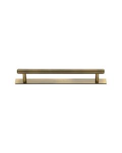 Heritage Brass Antique Brass Knurled Cabinet Pull Handle with Plate 128mm