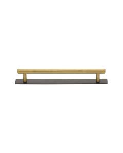 Heritage Brass Matt Bronze/Satin Brass Knurled Cabinet Pull Handle with Plate 128mm