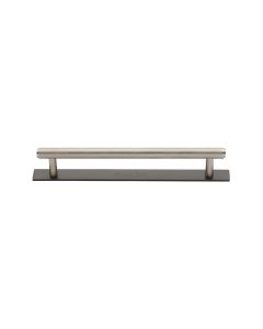 Heritage Brass Matt Bronze/Satin Nickel Knurled Cabinet Pull Handle with Plate 128mm