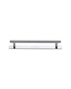 Heritage Brass Polished Chrome Knurled Cabinet Pull Handle with Plate 128mm