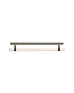Heritage Brass Polished Nickel Finish Knurled Cabinet Pull Handle with Plate 128mm