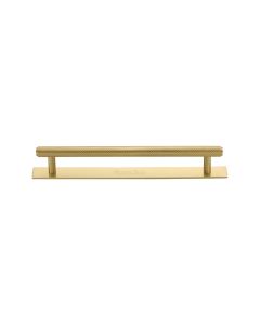Heritage Brass Satin Brass Knurled Cabinet Pull Handle with Plate 128mm