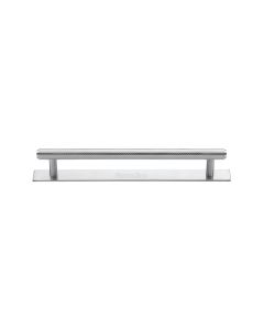 Heritage Brass Satin Chrome Knurled Cabinet Pull Handle with Plate 128mm