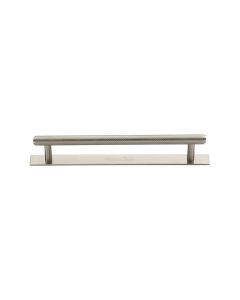 Heritage Brass Satin Nickel Knurled Cabinet Pull Handle with Plate 128mm
