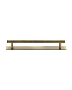 Heritage Brass Antique Brass Knurled Cabinet Pull Handle with Plate 160mm