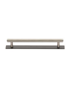 Heritage Brass Matt Bronze/Satin Nickel Knurled Cabinet Pull Handle with Plate 160mm