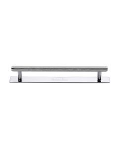 Heritage Brass Polished Chrome Knurled Cabinet Pull Handle with Plate 160mm