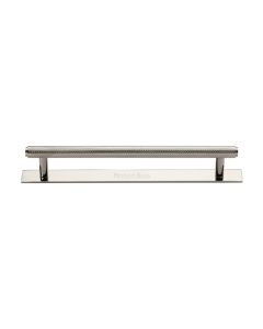 Heritage Brass Polished Nickel Finish Knurled Cabinet Pull Handle with Plate 160mm