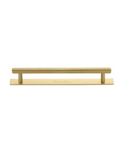 Heritage Brass Satin Brass Knurled Cabinet Pull Handle with Plate 160mm
