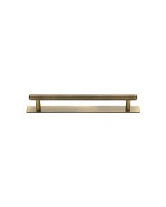 Heritage Brass Antique Brass Knurled Cabinet Pull Handle with Plate 96mm
