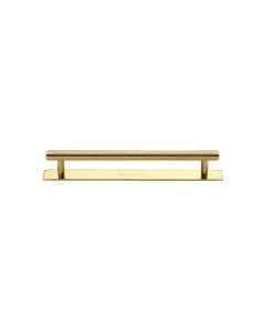 Heritage Brass Polished Brass Knurled Cabinet Pull Handle with Plate 96mm