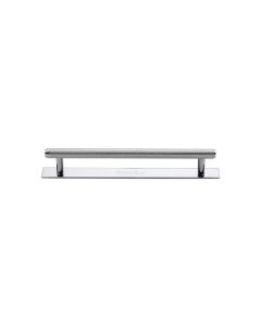 Heritage Brass Polished Chrome Knurled Cabinet Pull Handle with Plate 96mm